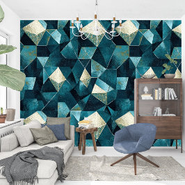 Papel Pintado Belleza etérea elegante de geométrica turquesa