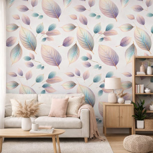 Papel Pintado Belleza etérea Tono suave Hojas Pastel singulares