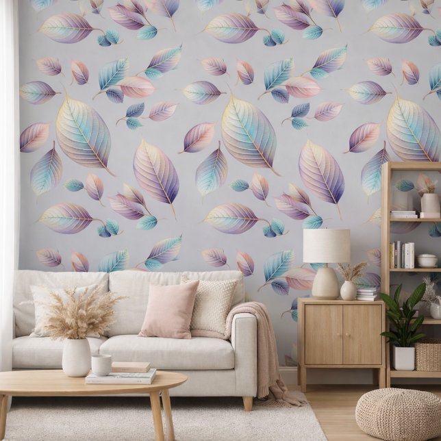 Papel Pintado Belleza etérea Tono suave Hojas Pastel singulares (Subido por el creador)