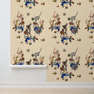 Papel Pintado BESTIARIO MEDIEVAL,Conejos asesinos con espadas