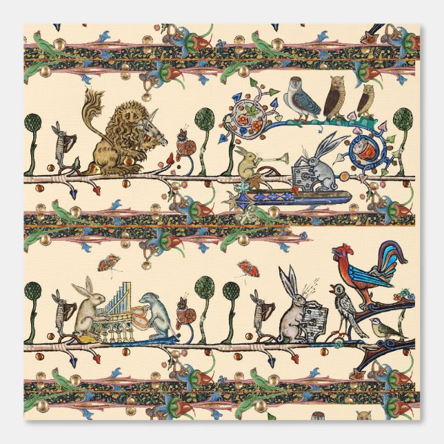 Papel Pintado BESTIARIO MEDIEVAL HACIENDO MÚSICA MÚSICA Violinis (Anverso)