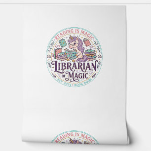 Papel Pintado Bibliotecario Unicornio de Magia Gráfico de Produc