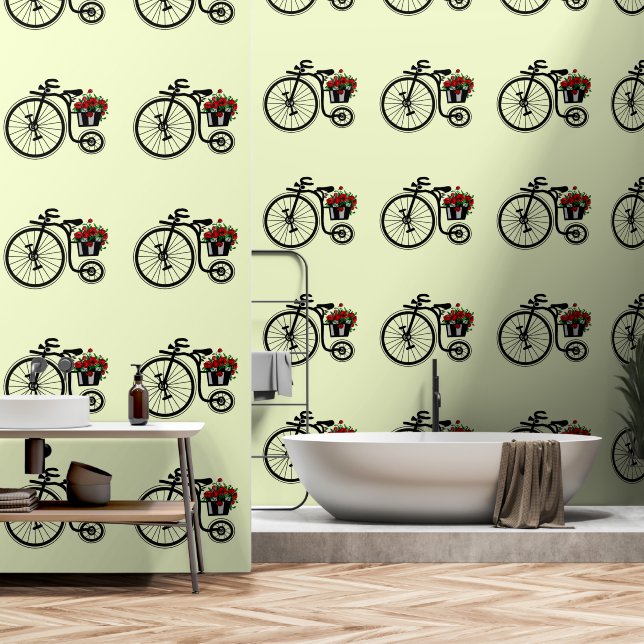 Papel Pintado Bicicleta con flores (Baño)