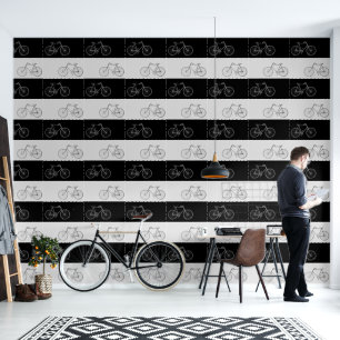 Papel Pintado Bicicletas Negro y Gris