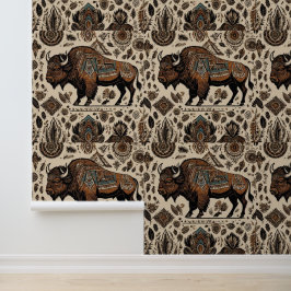 Papel Pintado Bison Búfalo Art Nativo Estadounidense