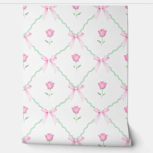 Papel Pintado Bisonu preppy Tulip Pink Bows Scallop Grandmillenn