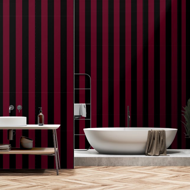 Papel Pintado Black And Burgundy Red Ultra Wide De 4 Pulgadas (Baño)