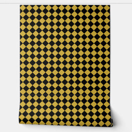 Papel Pintado Black and Metallic Gold Chevron Pattern Textured