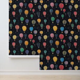 Papel Pintado Black Chalkboard Hot Air Balloon Kindergarten Wall