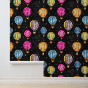 Papel Pintado Black Chalkboard Hot Air Balloon Kindergarten Wall
