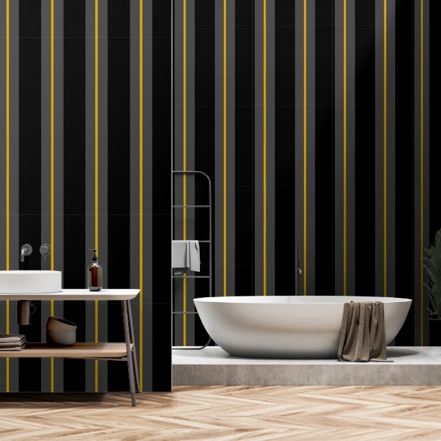 Papel Pintado Black Gray Gold Ultra Wide De Seis Pulgadas De Ban (Baño)