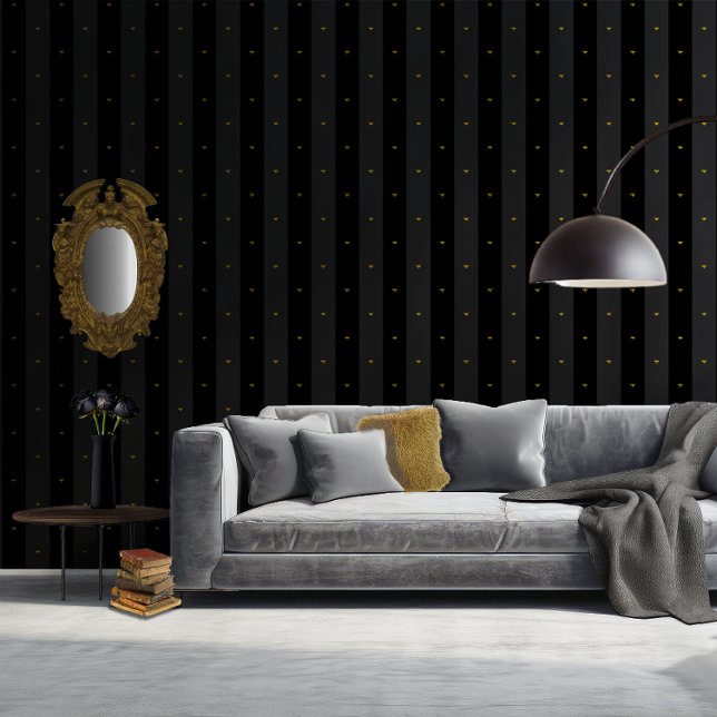 Papel Pintado Black Regency Gold Napoleonic Bee Six Inch Stripe (Subido por el creador)