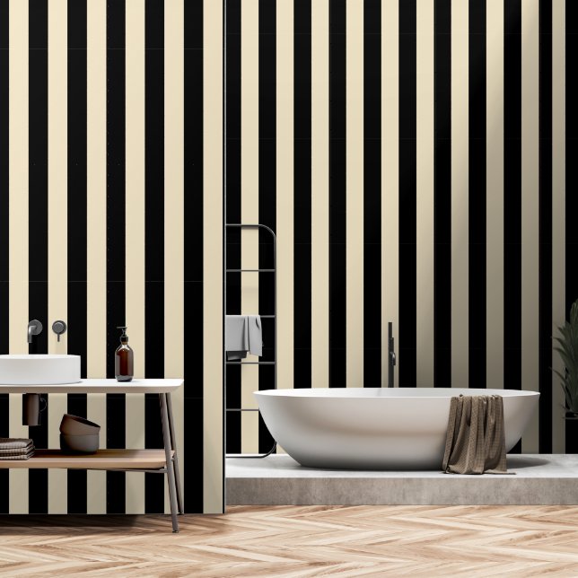 Papel Pintado Black Y Beige Ultra Ancho Banda De 4 Pulgadas (Baño)