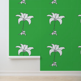 Papel Pintado Blanco Floral Verde