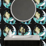 Papel Pintado Blonde Mermaid Moon Fantasy Art Deco<br><div class="desc">Una sirena de pelo rubio en una luna creciente con cola de color verde azulado con agua,  burbujas de agua y estrellas alrededor de ella. Todas están decoradas en un estilo art decó.</div>
