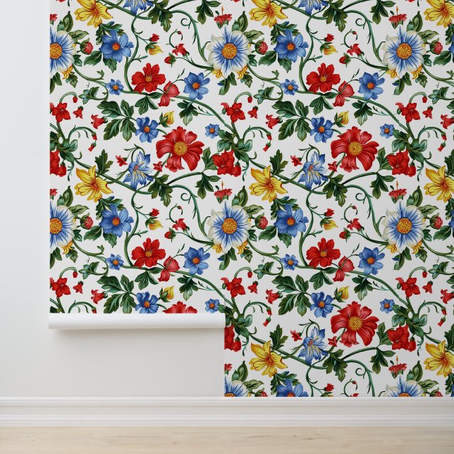 Papel Pintado Bloom Bolly | Patrón Botánico Floral Vibrante (Solicitud)