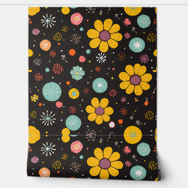 Papel Pintado Bloom nocturno: Explosión Floral Retro