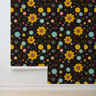 Papel Pintado Bloom nocturno: Explosión Floral Retro