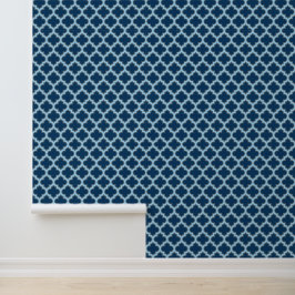 Papel Pintado Blue and Baby Blue Trellis, Lattice, Quatrefoil