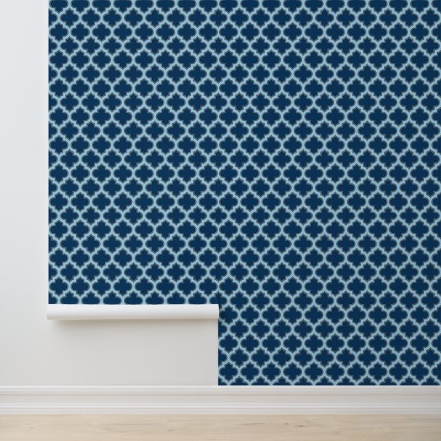 Papel Pintado Blue and Baby Blue Trellis, Lattice, Quatrefoil (Solicitud)