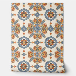 Papel Pintado Blue and Terracotta Vintage Mediterranean Floral