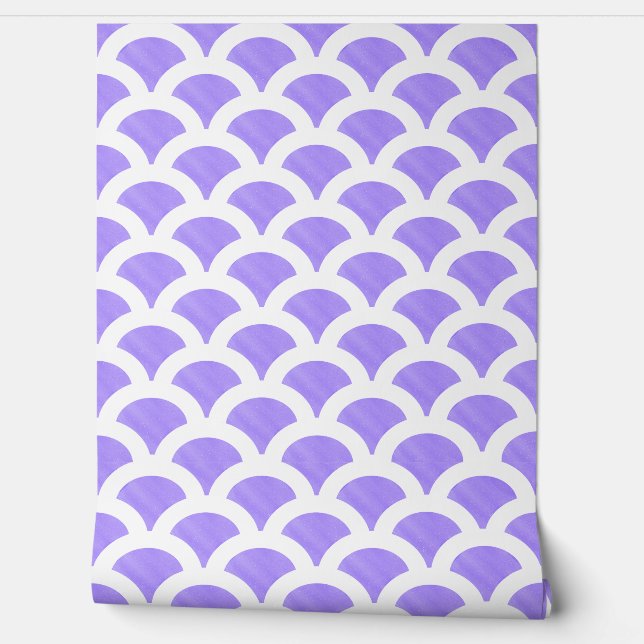 Papel Pintado Blue and White Scallop Wallpaper (Desenrollar)