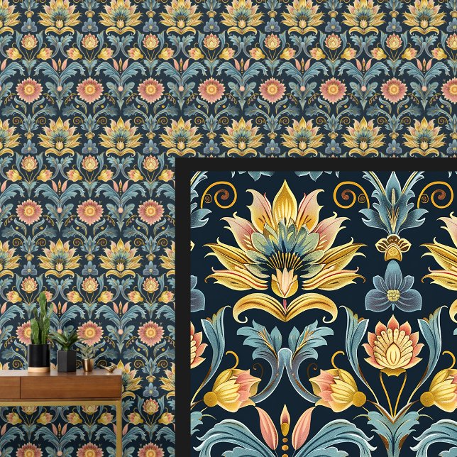 Papel Pintado Blue Aqua Gold Brown Art Nouveau (Subido por el creador)