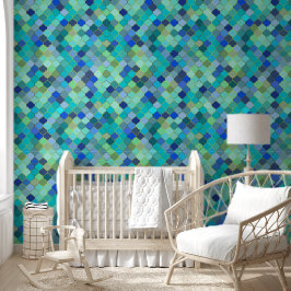 Papel Pintado Blue Aqua Moroccan Mosaic Pattern