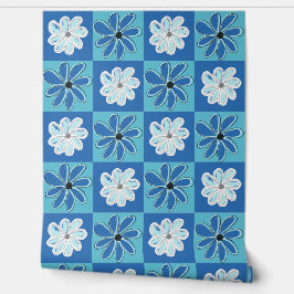 Papel Pintado Blue Bloomed Lines - Blauwe Bloeiende Lijnen