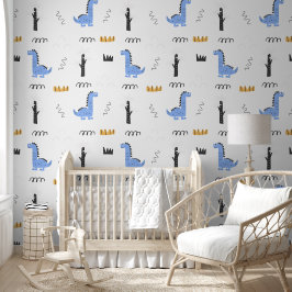 Papel Pintado Blue Dinosaur with a Modern Twist