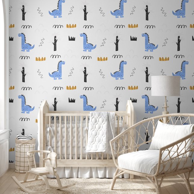 Papel Pintado Blue Dinosaur with a Modern Twist (Niños)