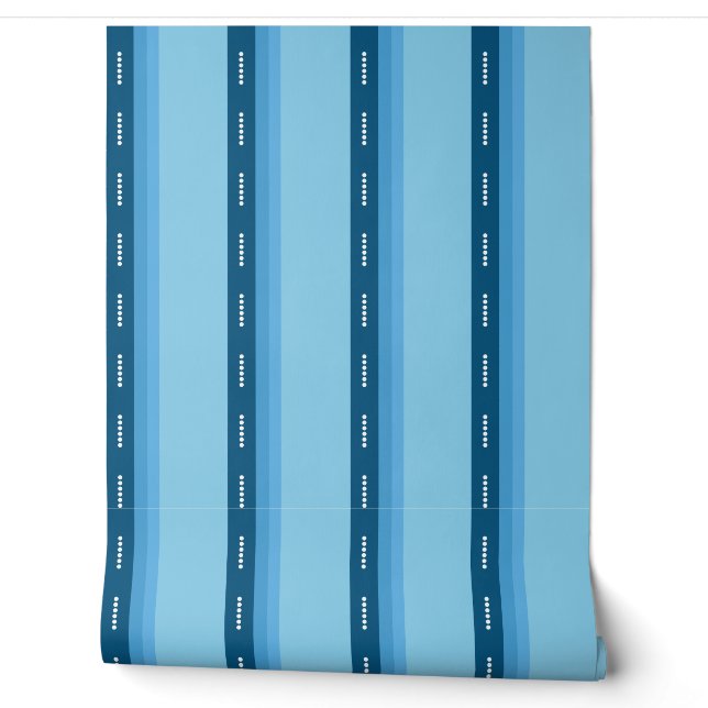 Papel Pintado blue faded stripes with dots (Desenrollar)