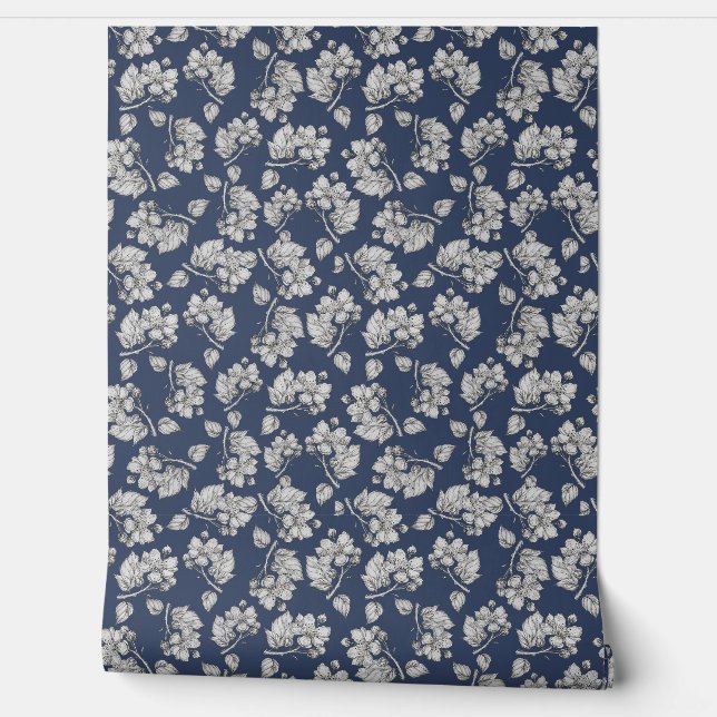Papel Pintado Blue floral texture wallpaper  (Desenrollar)