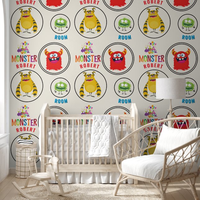 Papel Pintado Blue FUN Monster Kids' Rooms Child Name (Niños)