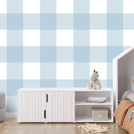 Papel Pintado Blue gingham check grande simple