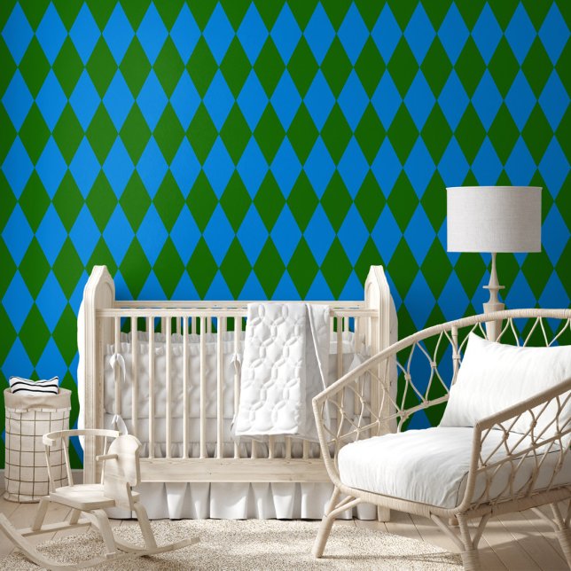 Papel Pintado Blue Green Harlequin Checkered Design  (Subido por el creador)
