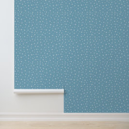 Papel Pintado Blue Hearts & Dots Pattern – Cute Hand-Drawn Desig