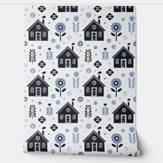 Papel Pintado Blue house pattern 