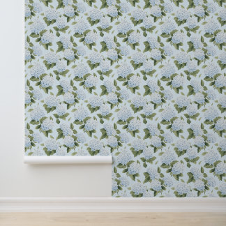 Papel Pintado Blue Hydrangeas Coastal Abuela Floral