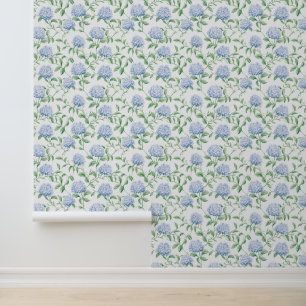 Papel Pintado Blue Hydrangeas Coastal Abuela Floral