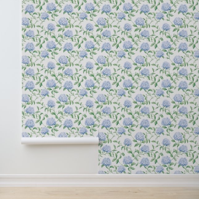 Papel Pintado Blue Hydrangeas Coastal Abuela Floral (Solicitud)