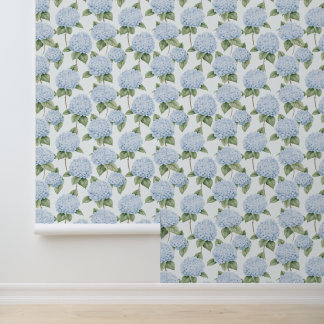 Papel Pintado Blue Hydrangeas Coastal Abuela Floral
