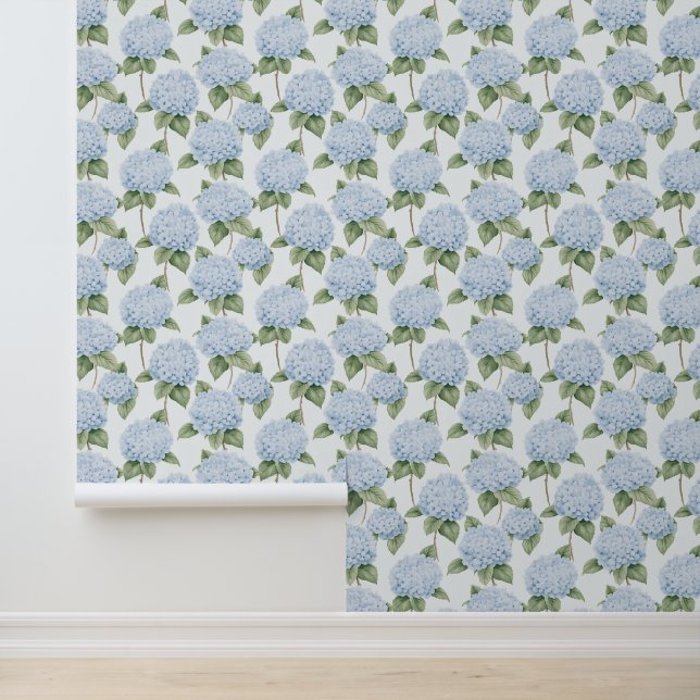 Papel Pintado Blue Hydrangeas Coastal Abuela Floral (Solicitud)