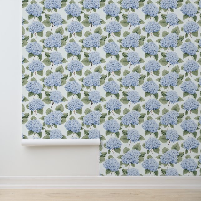 Papel Pintado Blue Hydrangeas Coastal Abuela Floral (Solicitud)