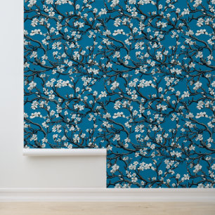 Papel Pintado Blue Klimt,Almond tree, Art,Pintura,Gustav Klimt,