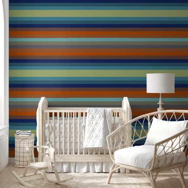 Papel Pintado Blue, orange, green, and gray stripes (Niños)