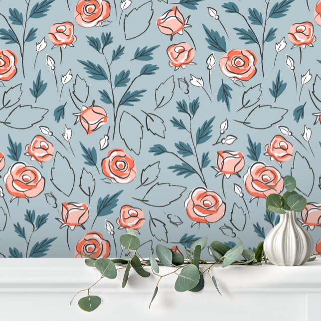 Papel Pintado Blue Pink Cute Baby Floral (Subido por el creador)