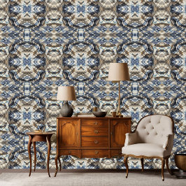 Papel Pintado Blue Tan White Plaid Blanket Pattering