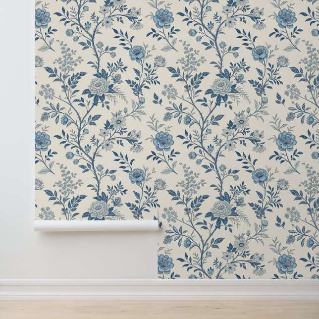 Papel Pintado Blue Vintage Floral Pattern (Solicitud)