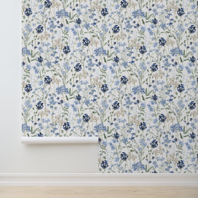 Papel Pintado Blue Watercolor Wildflower (Solicitud)